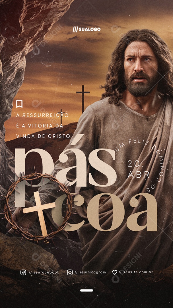 Story Feliz Páscoa 20 de Abril Social Media PSD Editável