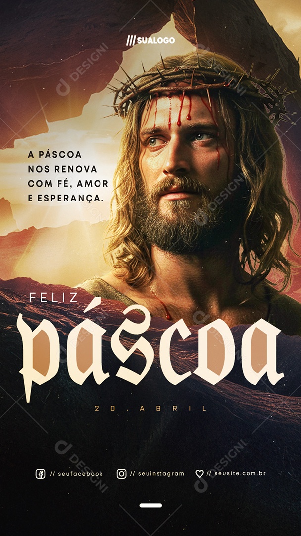 Story Feliz Páscoa 20 de Abril Social Media PSD Editável