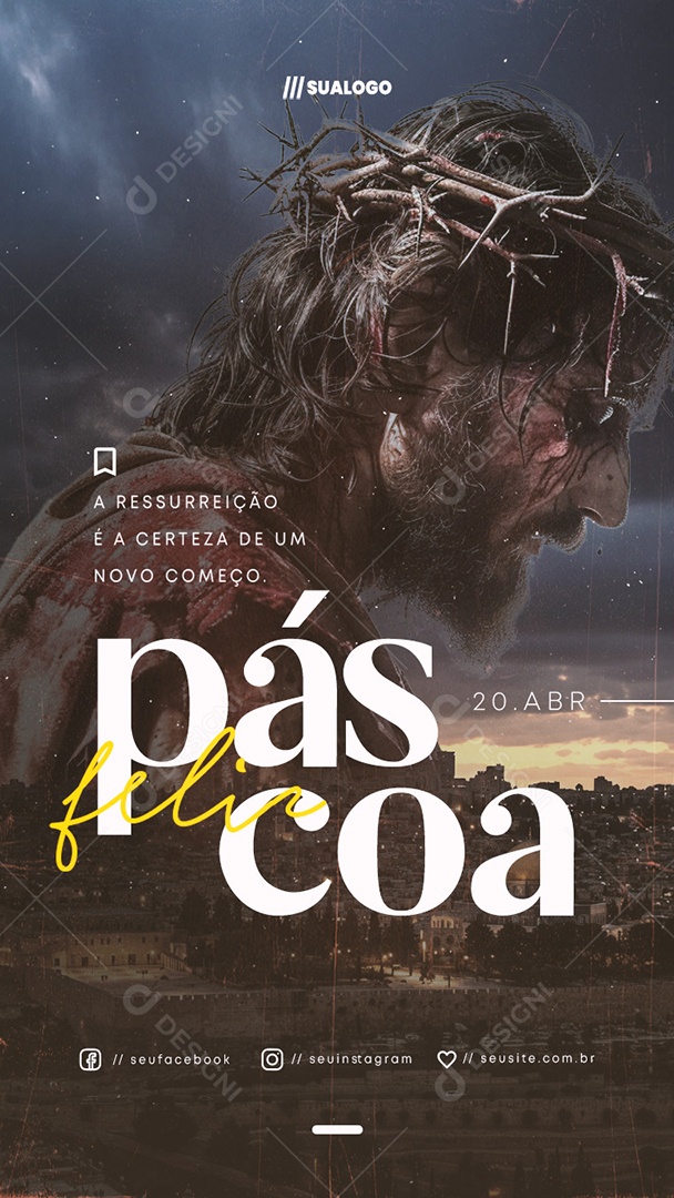 Story Feliz Páscoa 20 de Abril Social Media PSD Editável