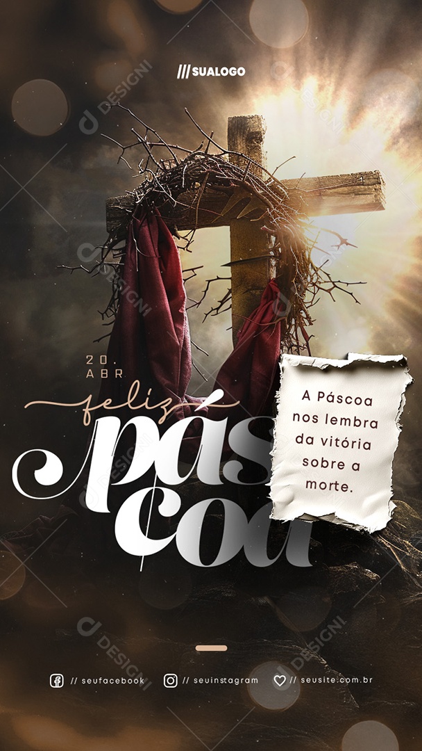 Story Feliz Páscoa 20 de Abril Vitória Sobre a Morte Social Media PSD Editável