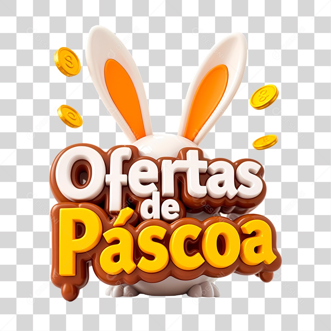 Selo 3D Ofertas de Páscoa PNG Transparente