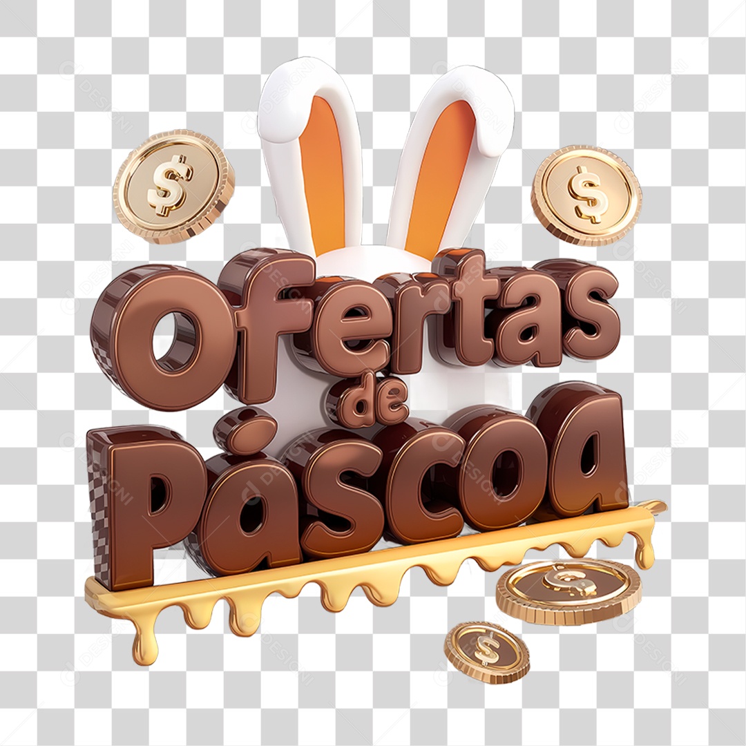 Selo 3D Ofertas de Páscoa PNG Transparente