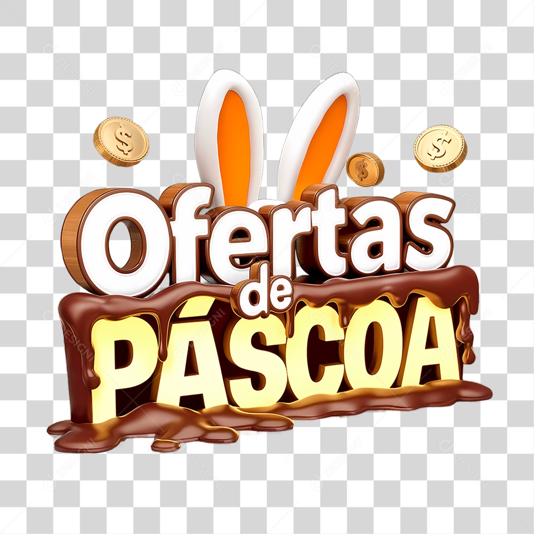 Selo 3D Ofertas de Páscoa PNG Transparente