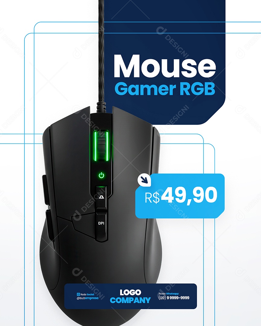 Flyer Loja de Eletrônicos Mouse Gamer RGB Social Media PSD Editável