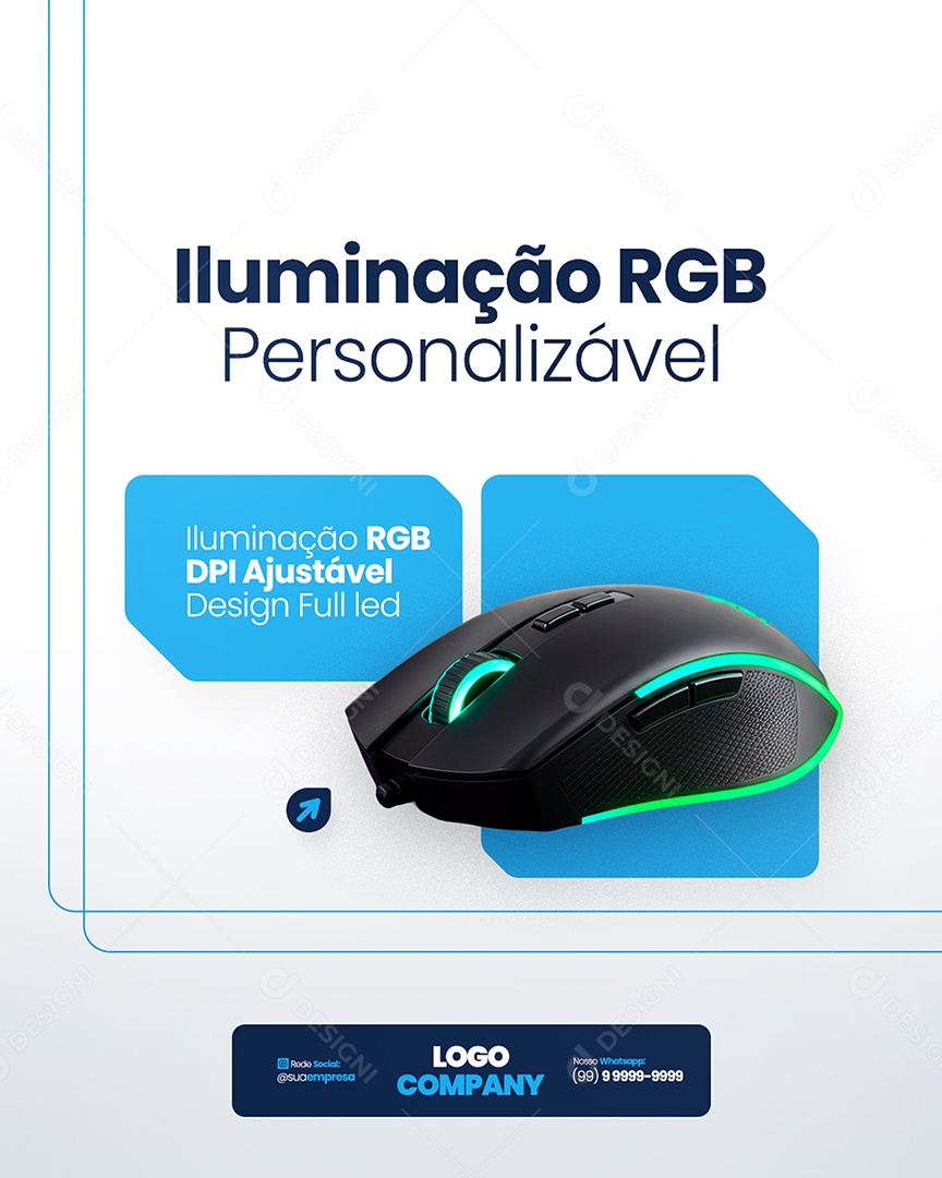 Flyer Loja de Eletrônicos Iluminação RGB Personalizável Social Media PSD Editável