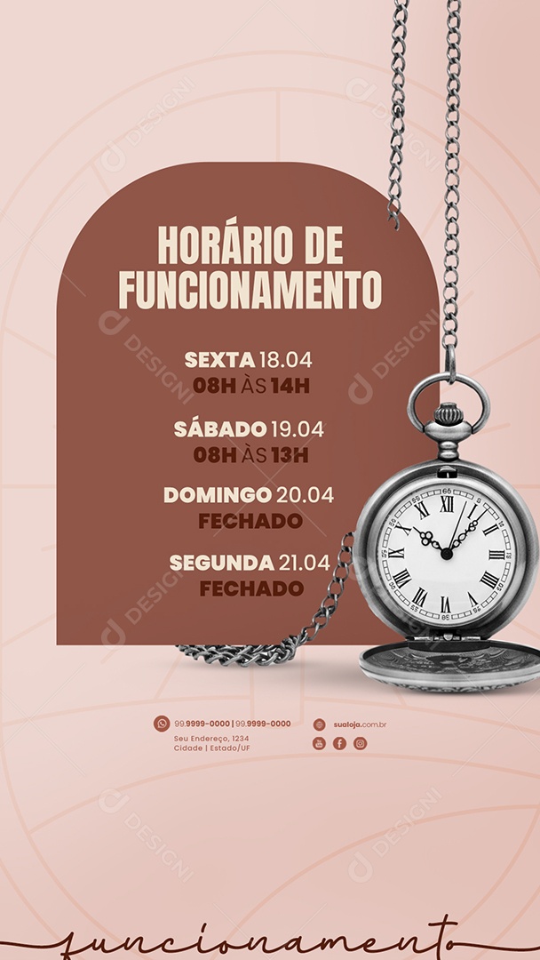 Story Horário de Funcionamento de Páscoa Social Media PSD Estável