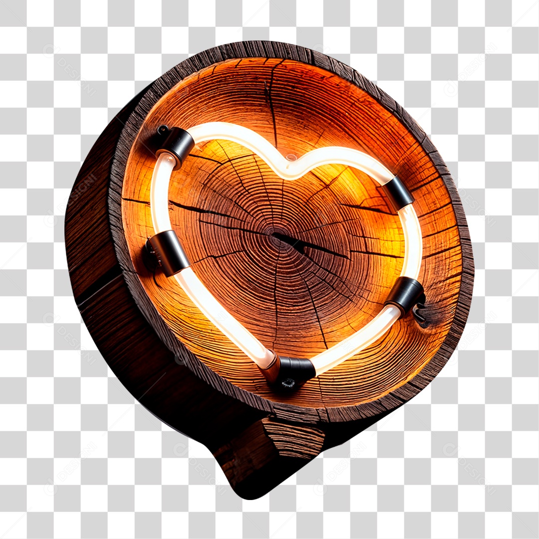 Placa de Madeira Neon Led PNG Transparente