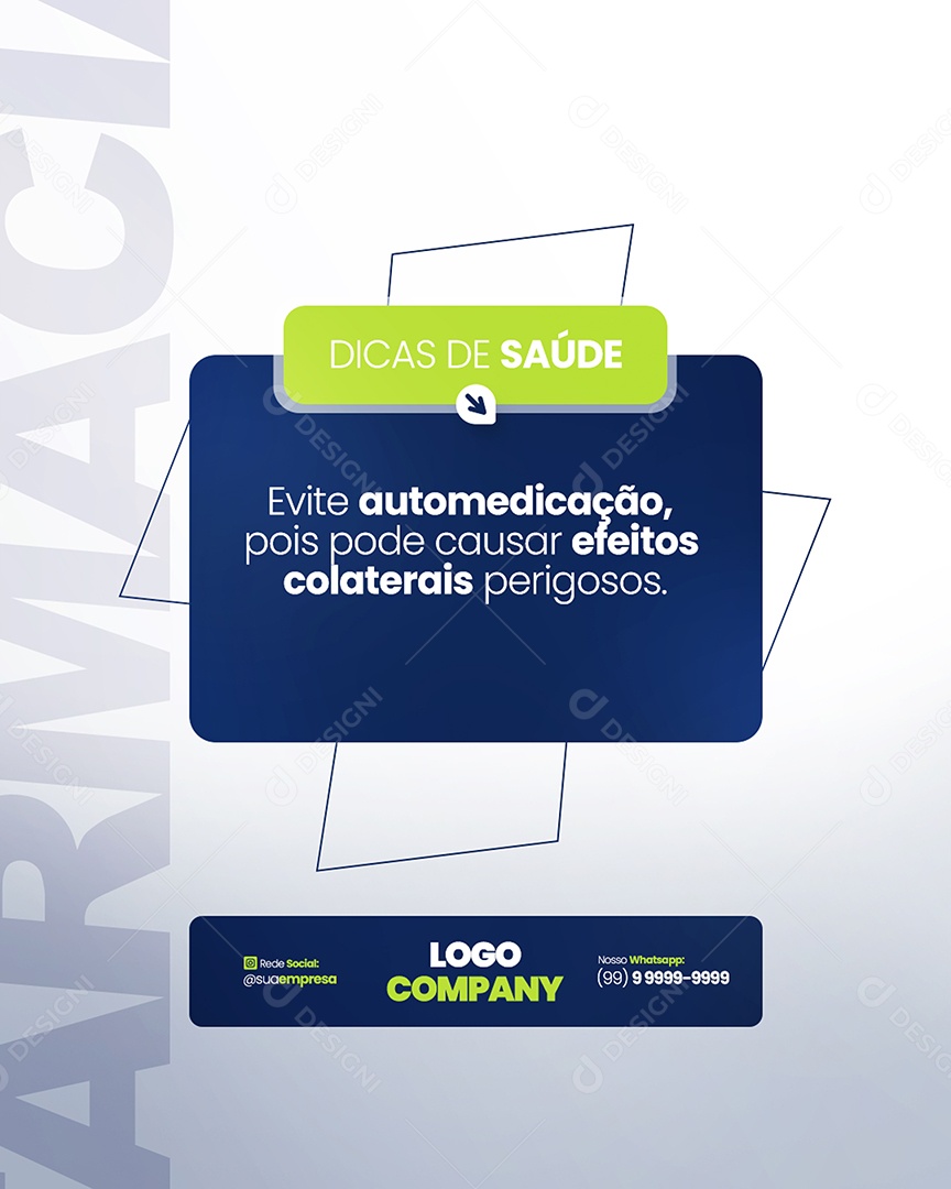 Flyer Farmácia Dicas de Saúde Social Media PSD Editável