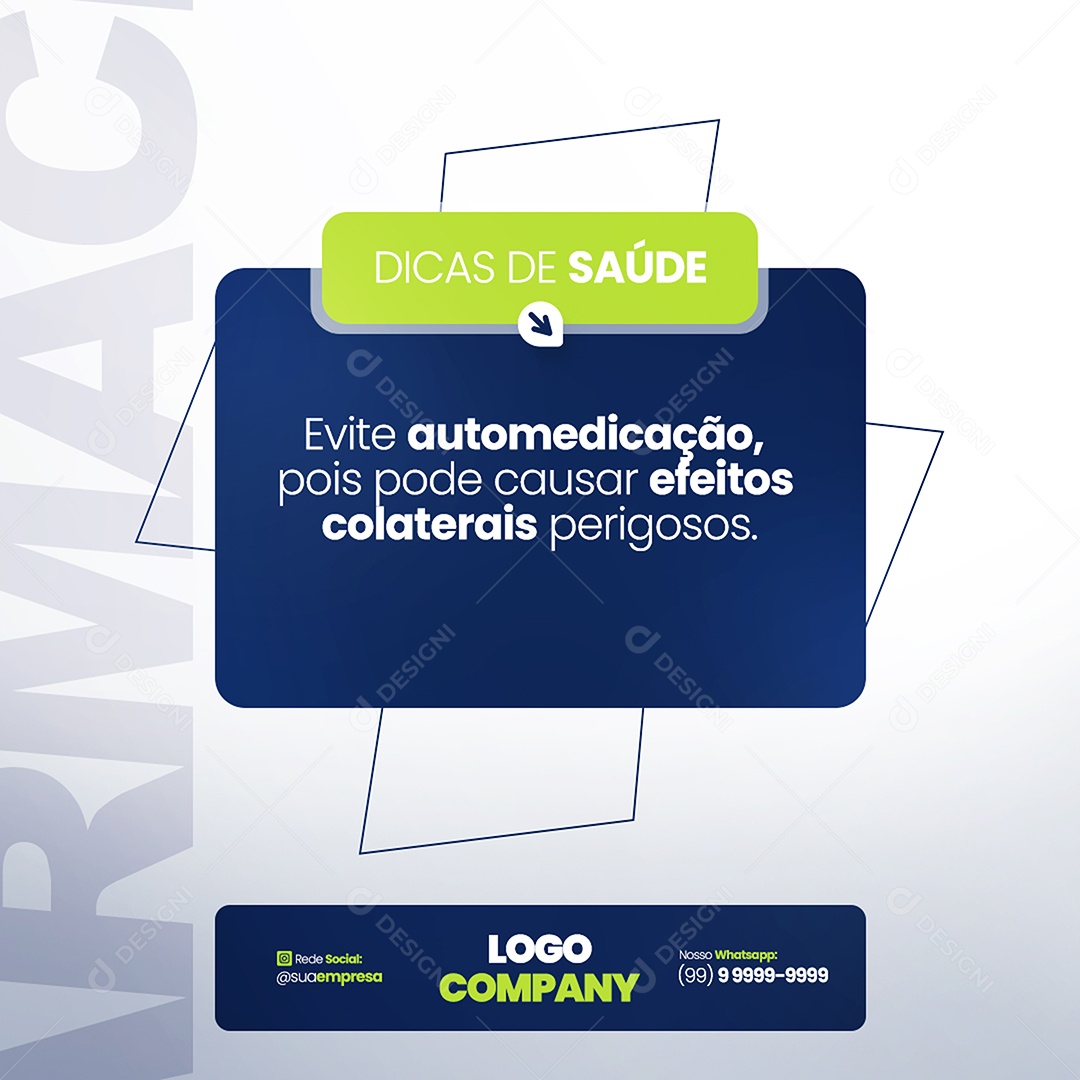 Feed Farmácia Dicas de Saúde Social Media PSD Editável