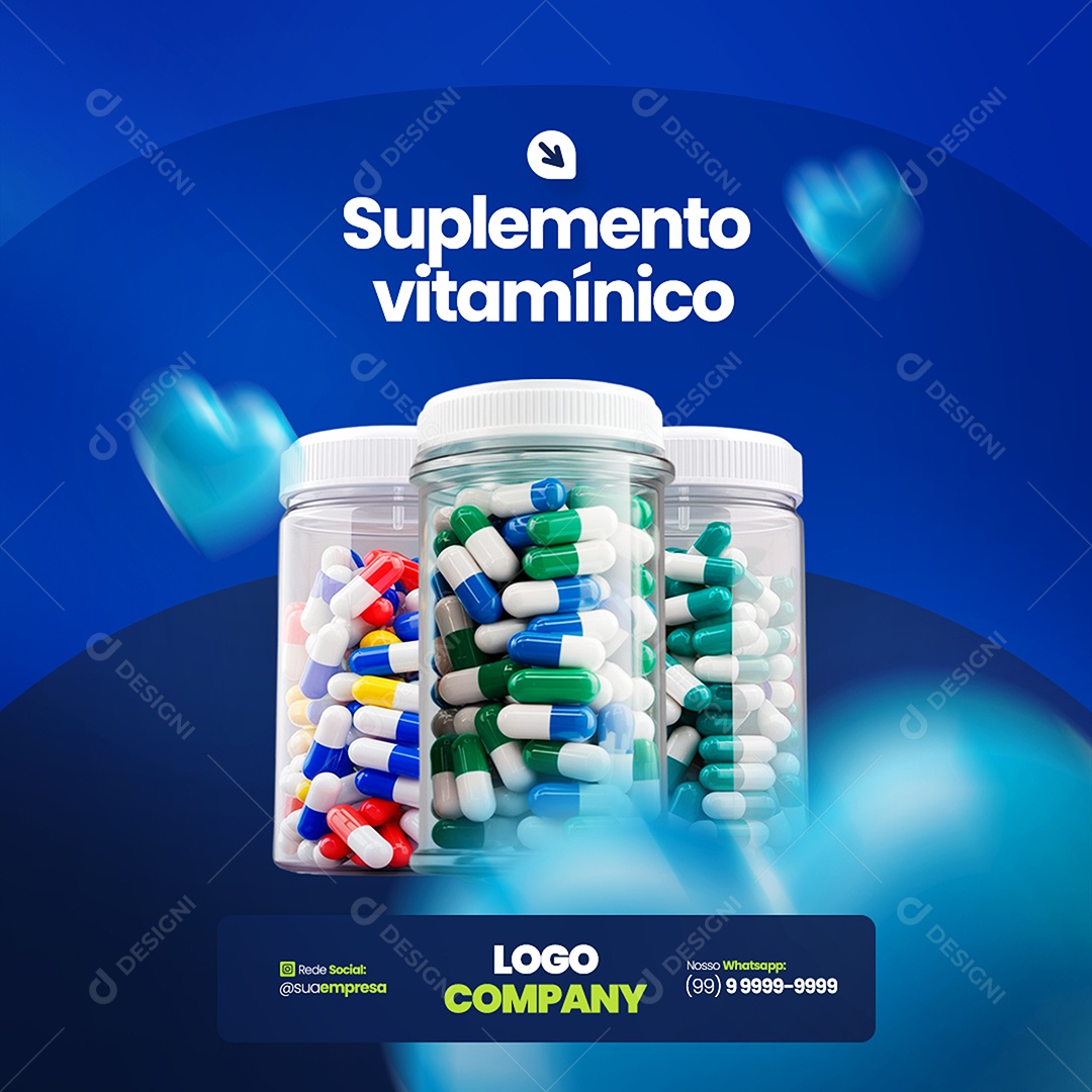 Feed Farmácia Suplemento Vitamínico Social Media PSD Editável