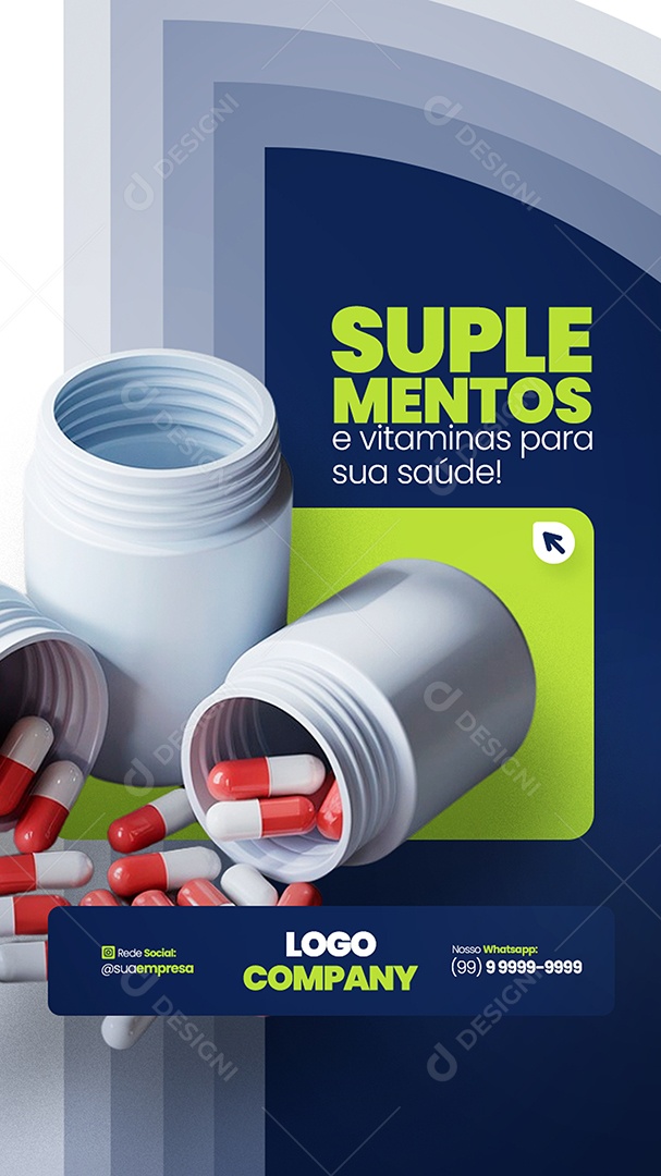 Story Farmácia Suplementos e Vitaminas Social Media PSD Editável