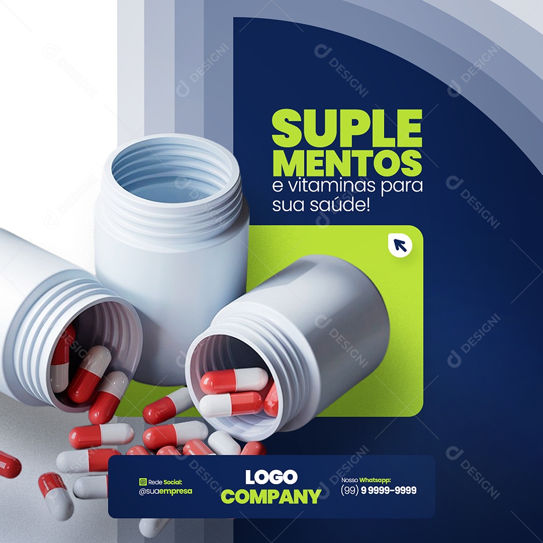 Feed Farmácia Suplementos e Vitaminas Social Media PSD Editável