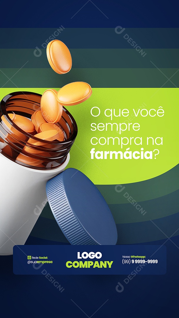 Story Farmácia O Que Você Sempre Compra na Farmácia? Social Media PSD Editável