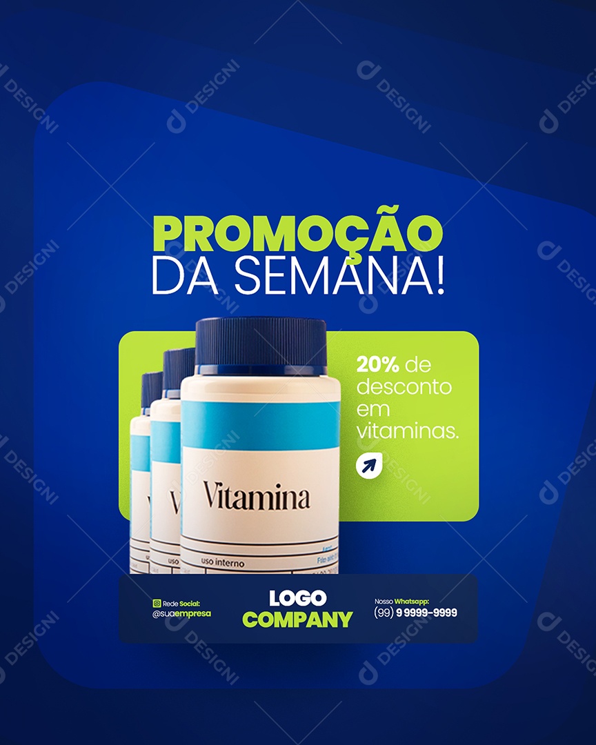 Flyer Farmácia Promoção da Semana Social Media PSD Editável