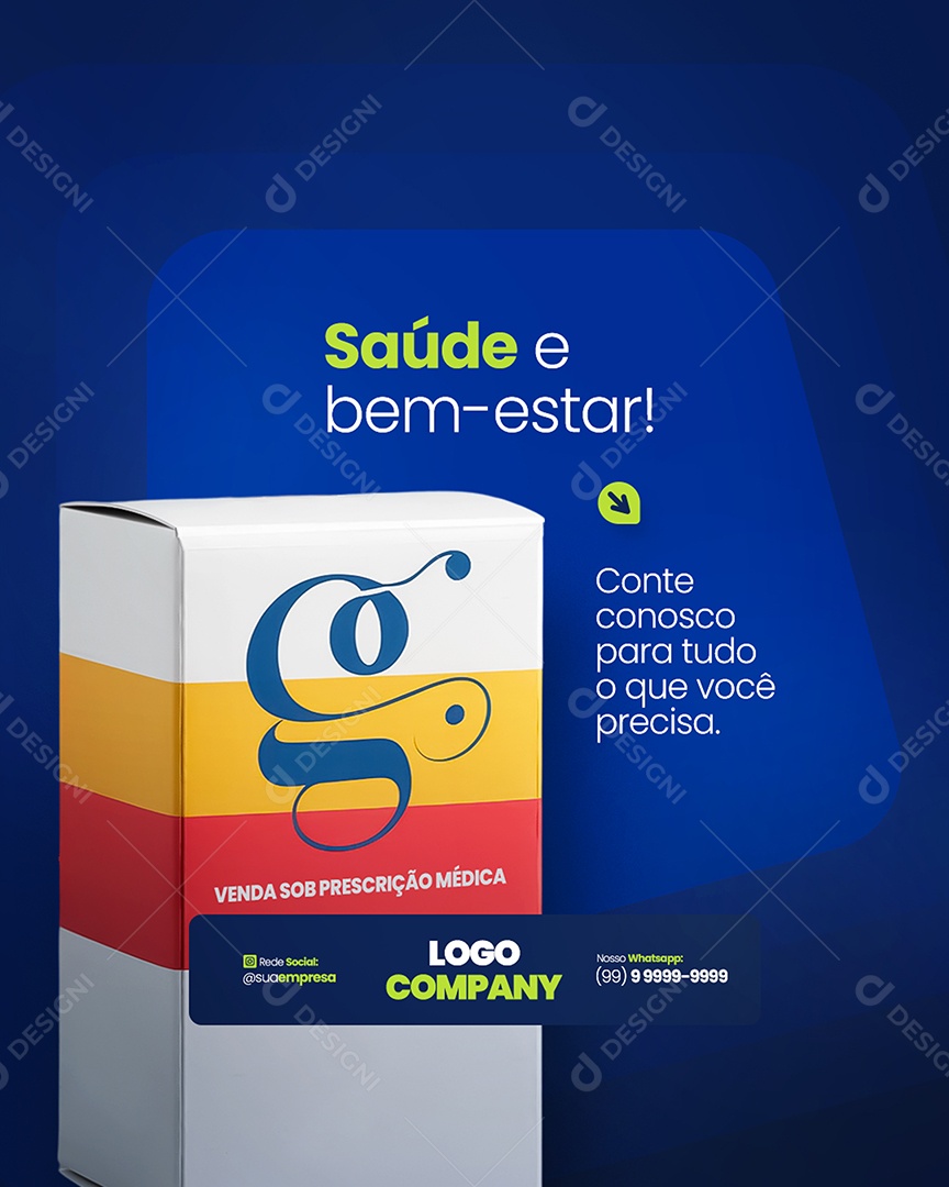 Flyer Farmácia Saúde e Bem Estar Preço Social Media PSD Editável