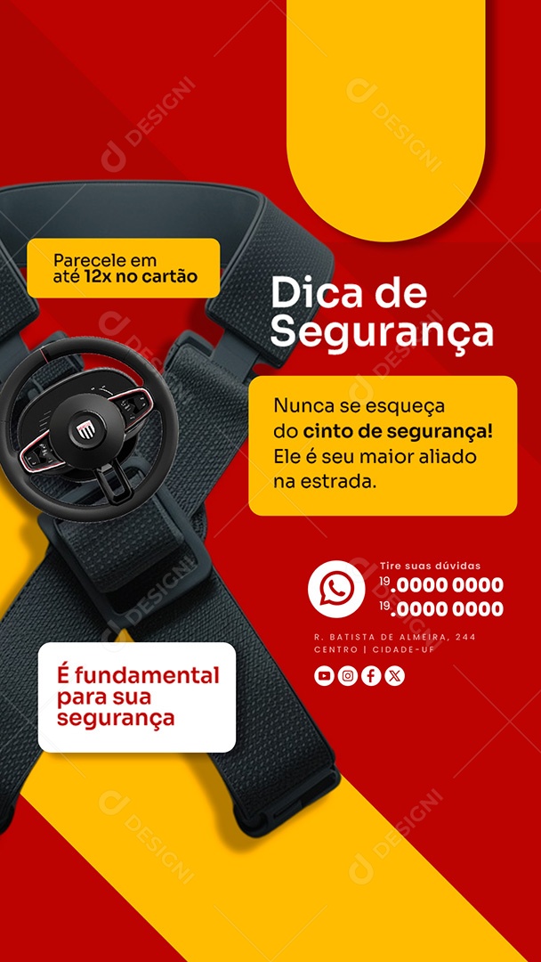 Story Autoescola Dica de Segurança é Fundamental Social Media PSD Editável