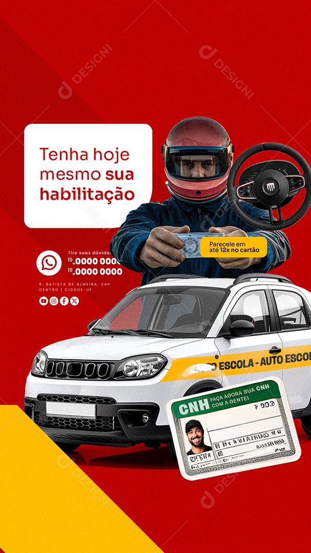 Story Autoescola Tenha Hoje Mesmo sua Habilitação Social Media PSD Editável