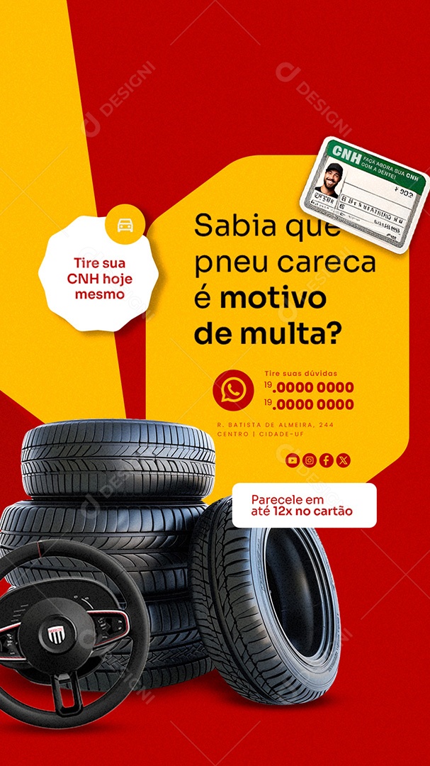 Story Autoescola Tire sua CNH Hoje Mesmo Social Media PSD Editável