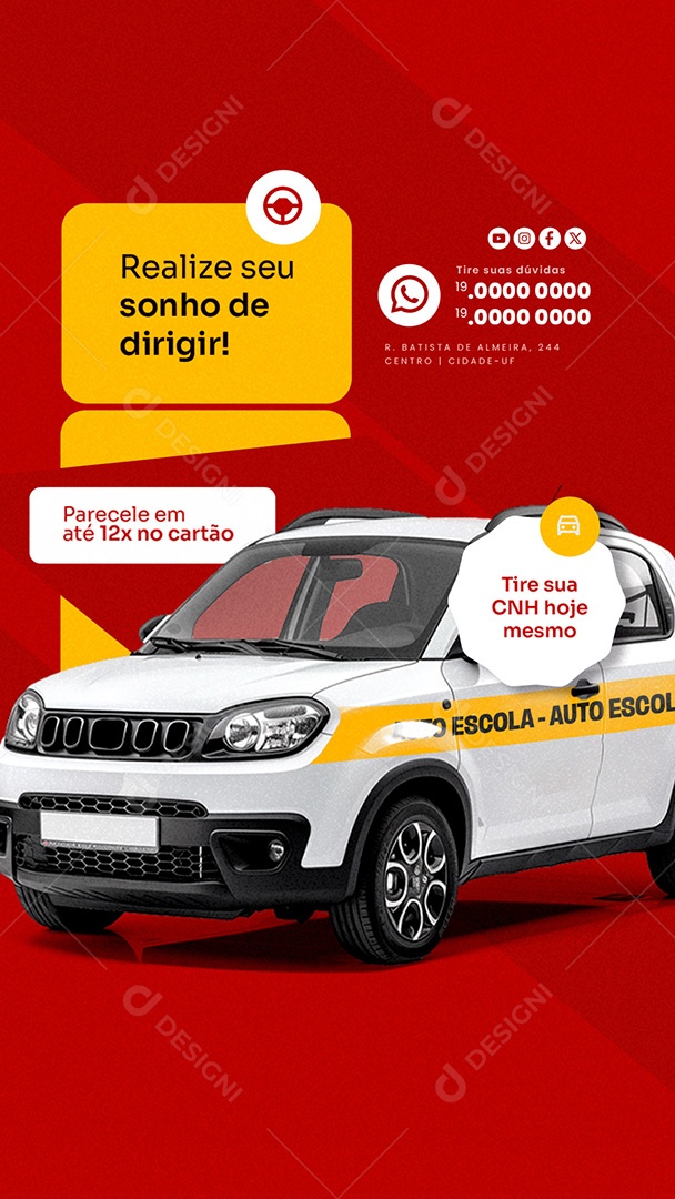 Story Autoescola Realize seu Sonho de Dirigir Social Media PSD Editável