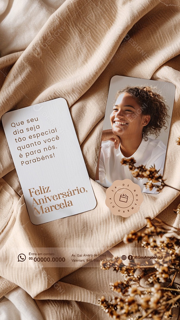 Story Feliz Aniversário Marcela Social Media PSD Editável