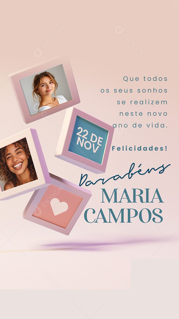 Story Feliz Aniversário Parabéns Maria Campos Social Media PSD Editável