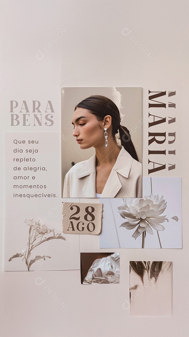 Story Feliz Aniversário Parabéns Maria Social Media PSD Editável