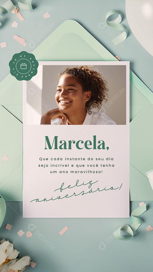 Story Feliz Aniversário Marcela Social Media PSD Editável