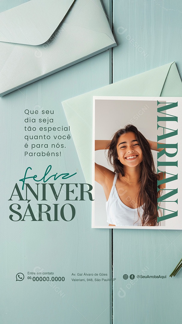 Story Feliz Aniversário Mariana Social Media PSD Editável
