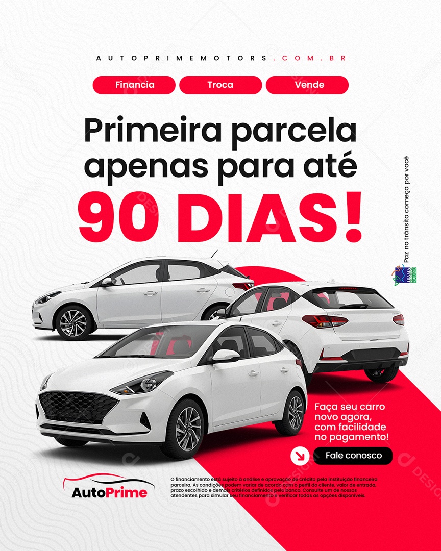 Concessionária Primeira Parcela Apenas para Até Noventa Dias Social Media PSD Editável