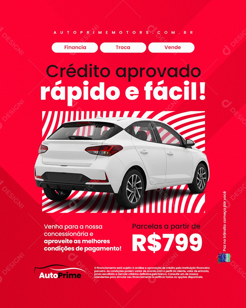 Concessionária Crédito Aprovado Rápido e Fácil Social Media PSD Editável