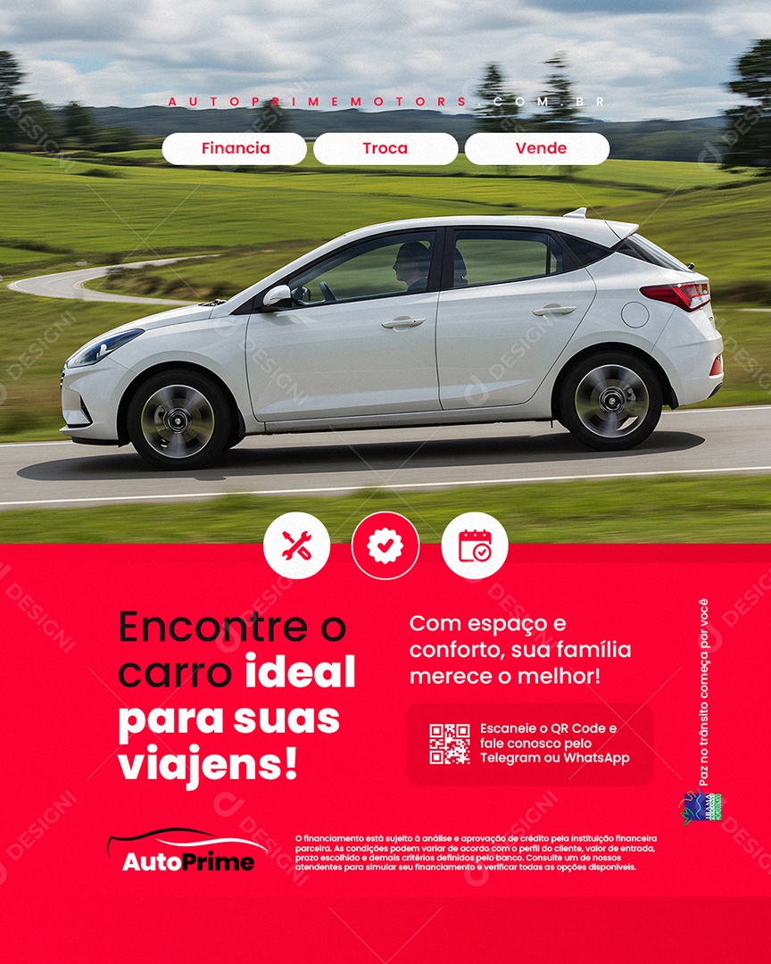 Concessionária Encontre o Carro Ideal para Suas Viajens Social Media PSD Editável
