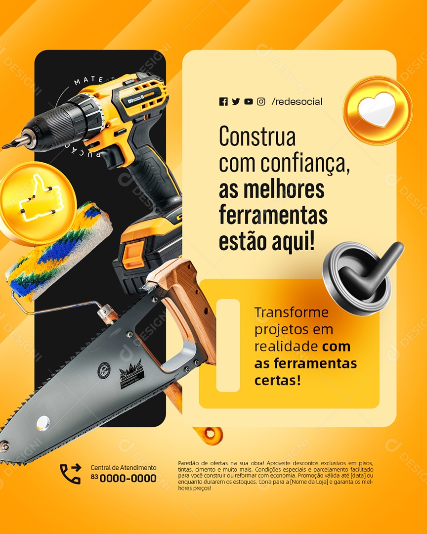 Material de Construção Construa com Confiança Social Media PSD Editável