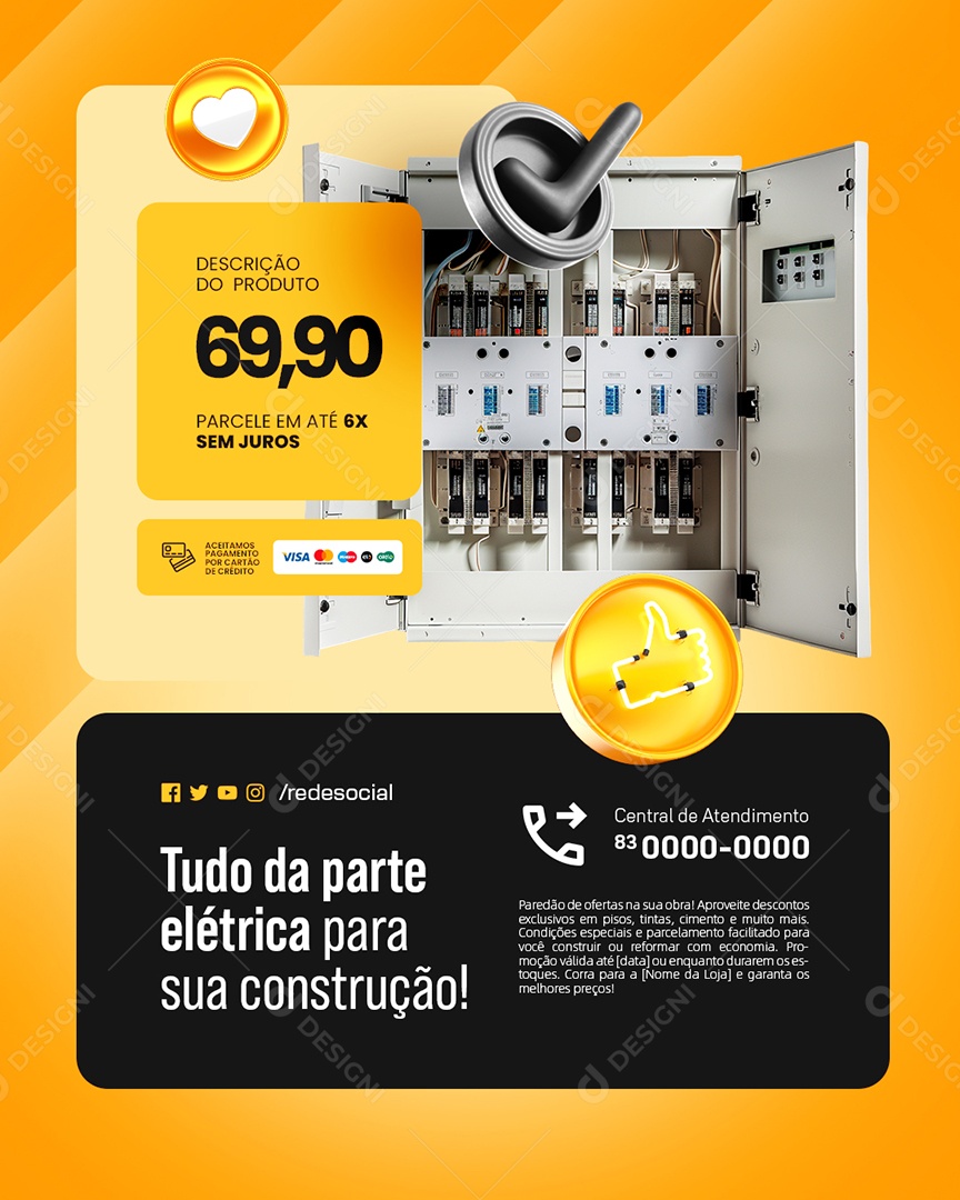 Material de Construção Tudo da Parte Elétrica Social Media PSD Editável