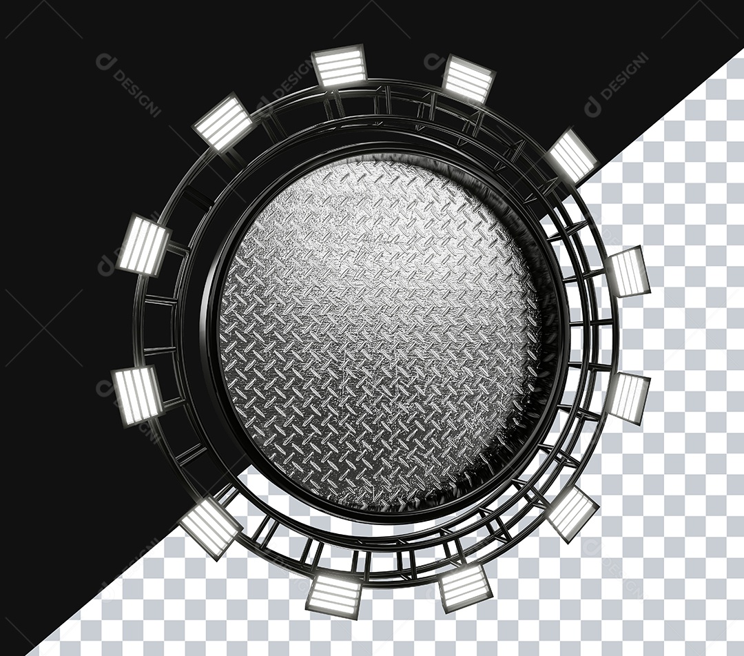 Elemento 3D Circulo de Metal Para Composição PSD