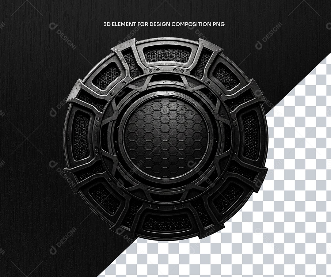 Elemento 3D Circulo de Metal Para Composição PSD