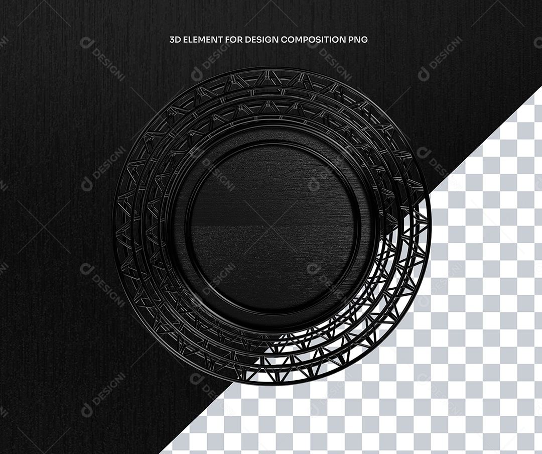 Elemento 3D Circulo de Metal Para Composição PSD