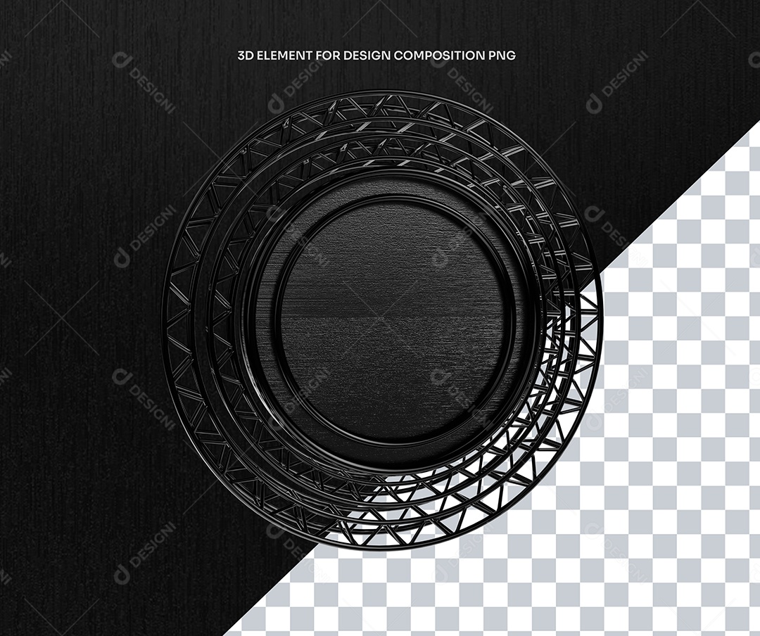 Elemento 3D Circulo de Metal Para Composição PSD