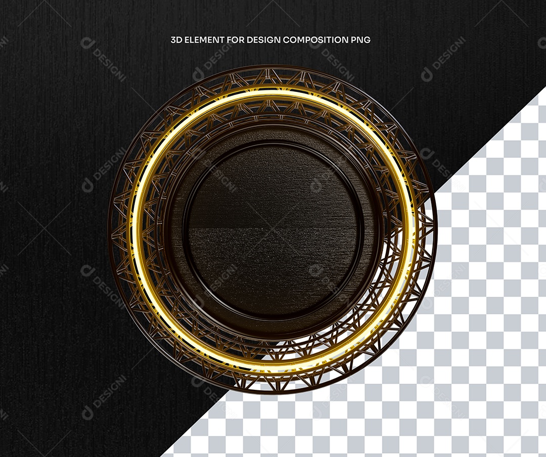 Elemento 3D Circulo de Metal Para Composição PSD