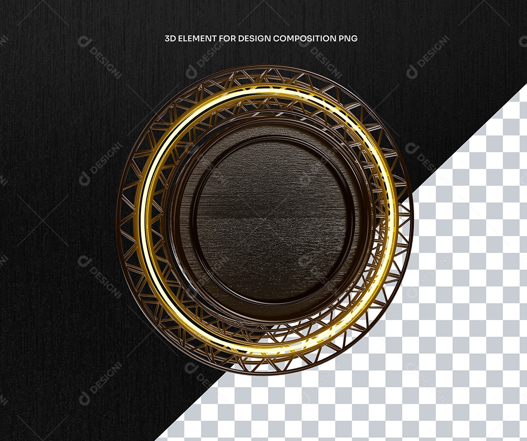 Elemento 3D Circulo de Metal Para Composição PSD