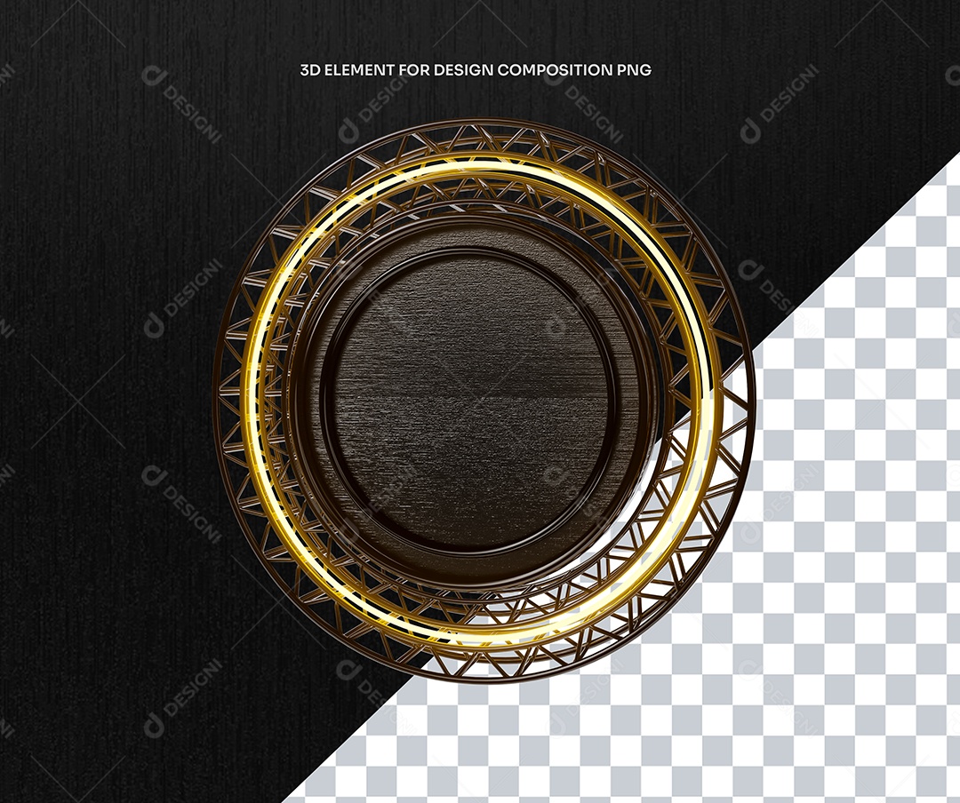 Elemento 3D Circulo de Metal Para Composição PSD