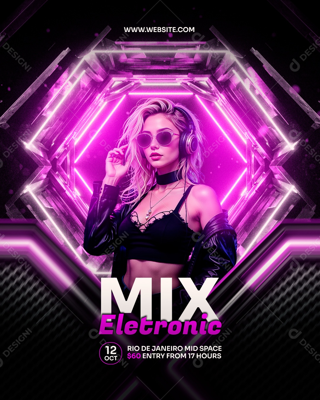 Feed Flyer Mix Eletronica Social Media PSD Editável