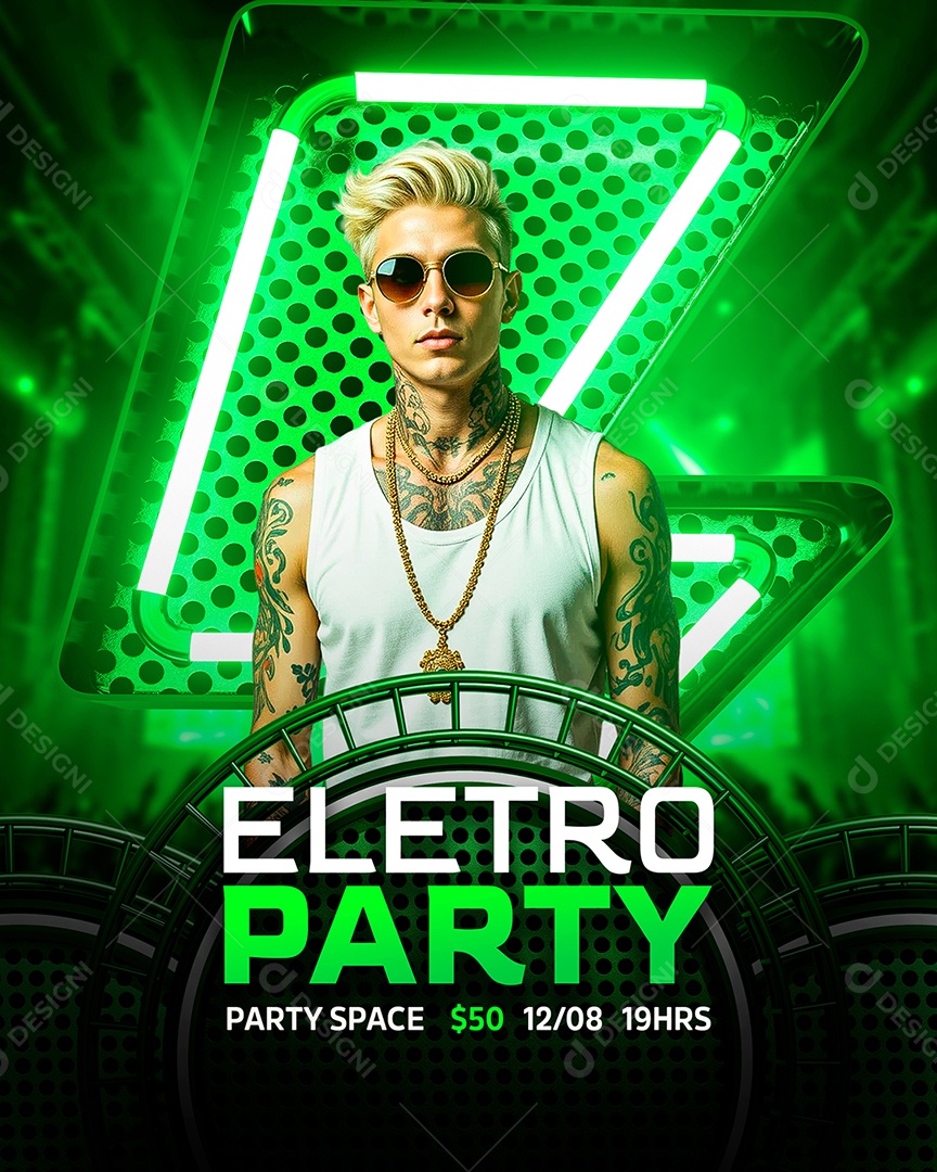 Feed Flyer Eletro Party Social Media PSD Editável