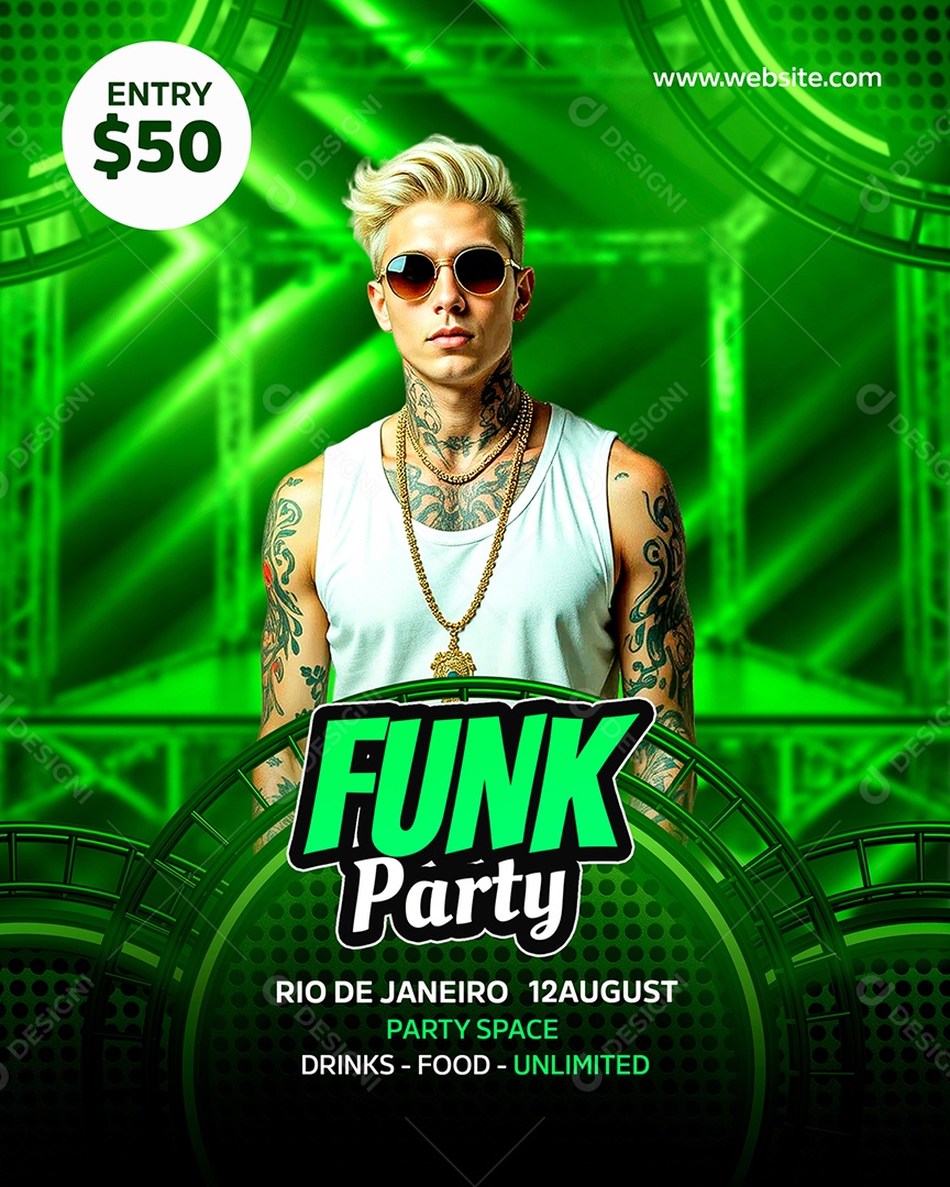 Feed Flyer Funk Party Social Media PSD Editável