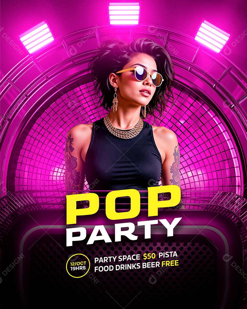 Feed Flyer Pop Party Social Media PSD Editável