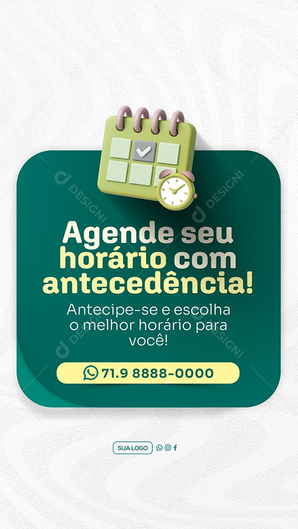 Story Agende seu Horário com Antecedência Social Media PSD Editável