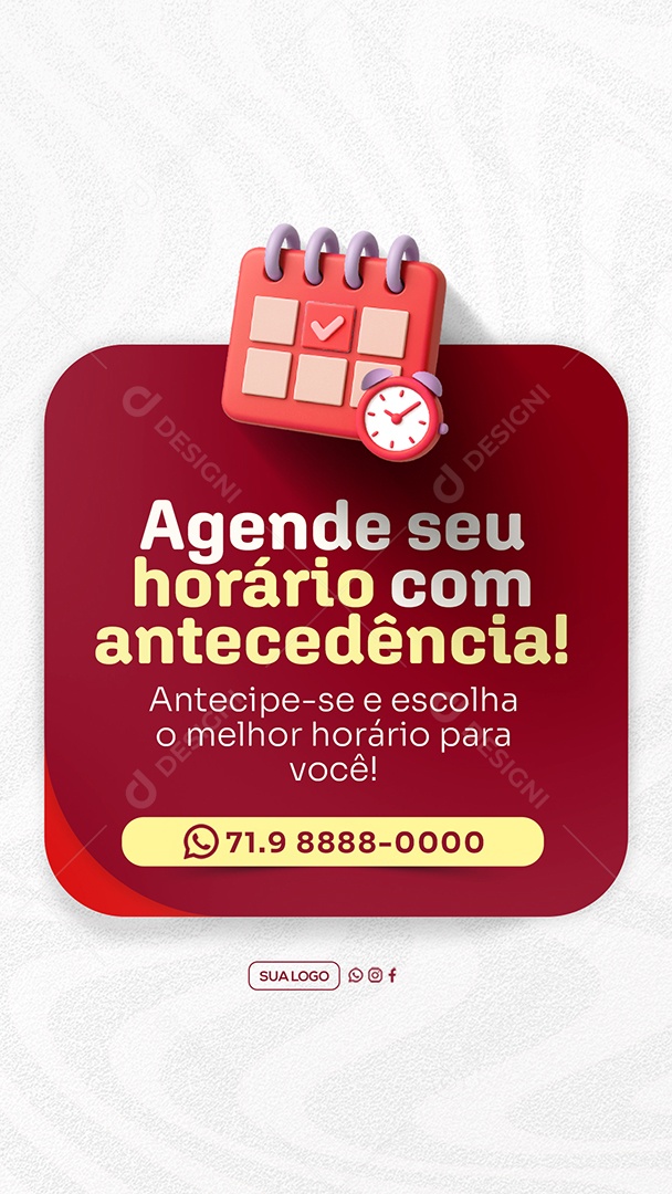 Story Agende seu Horário com Antecedência Social Media PSD Editável