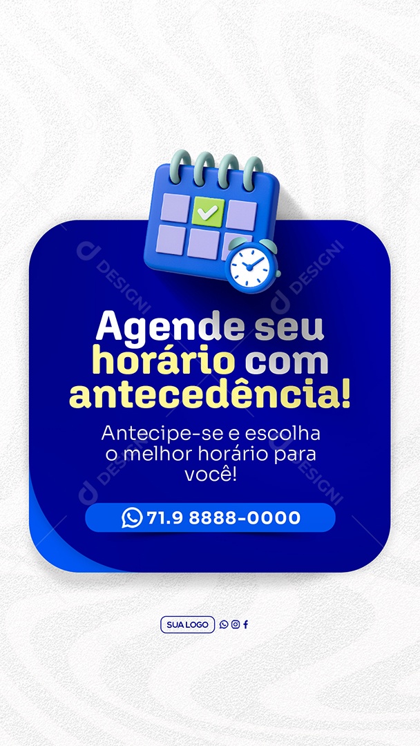 Story Agende seu Horário com Antecedência Social Media PSD Editável
