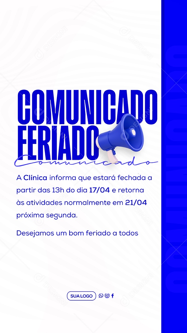 Story Comunicado de Feriado Social Media PSD Editável
