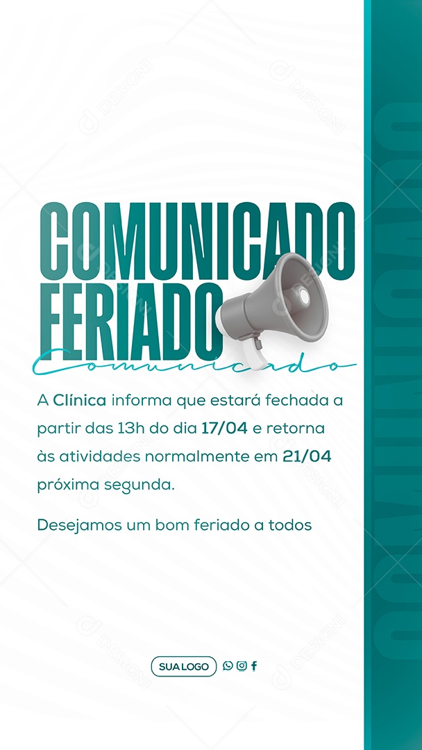 Story Comunicado de Feriado Social Media PSD Editável