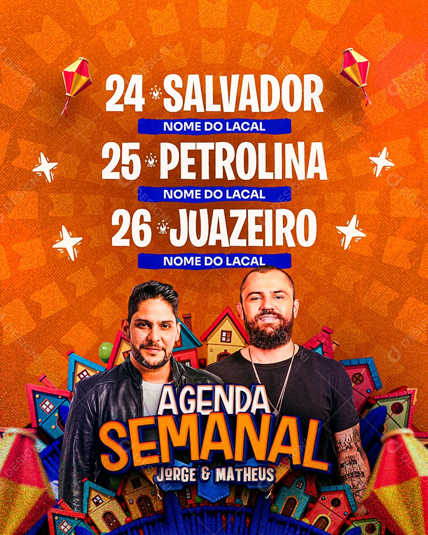 Flyer São João Agenda Semanal Social Media PSD Editável